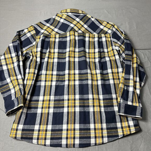 Five Brother Flannel Shirt Men XL Blue Yellow Plaid 5200 Long Sleeve Button Up - Picture 2 of 12